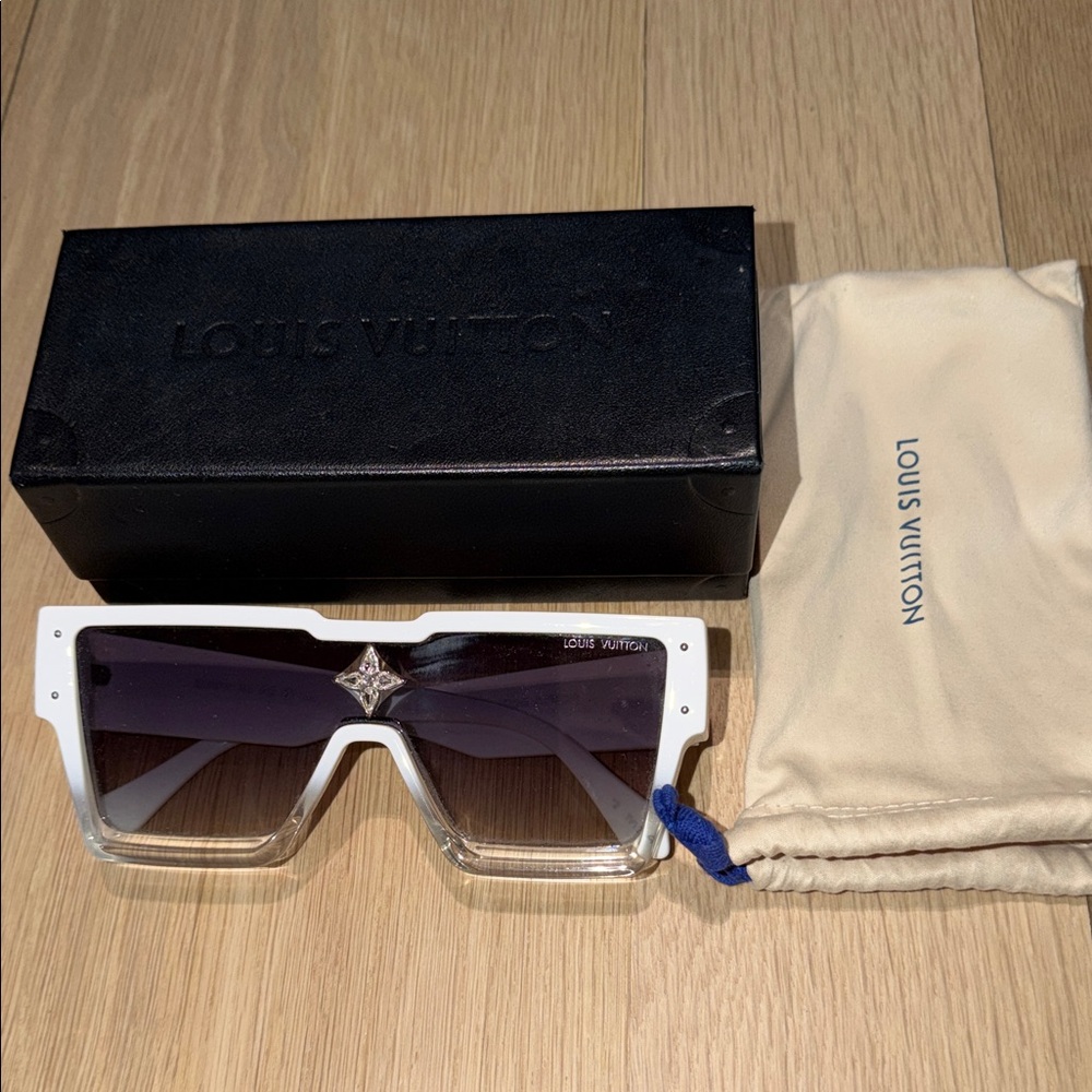 Louis Vuitton White and Clear Shield Sunglasses with Gradient Lenses